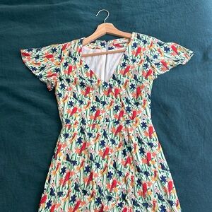 Alice + Olivia Adrianna Bird Party Mock-Wrap Maxi Dress